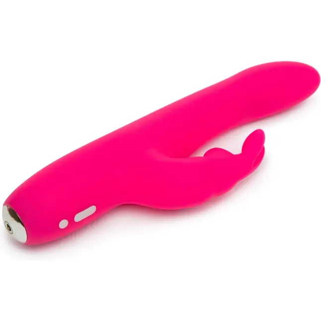 Розовый перезаряжаемый вибратор Rabbit Slimline Curve Rechargeable - 24 см. Фотография 3.