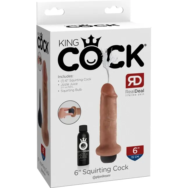 Кофейный фаллоимитатор с имитацией семяизвержения 6 Squirting Cock - 17,8 см - King Cock. Фотография 6.