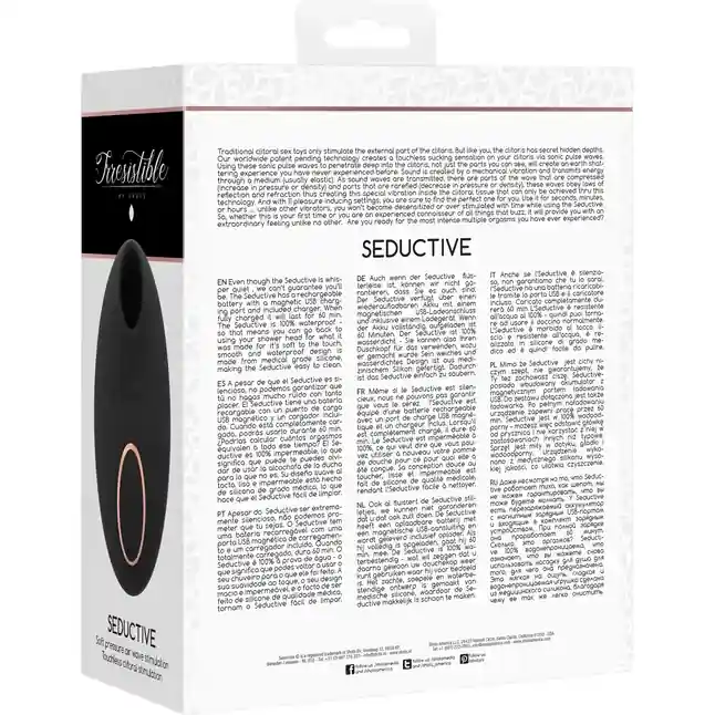 Черный клиторальный вакуум-волновой массажер Irresistible Seductive. Фотография 7.