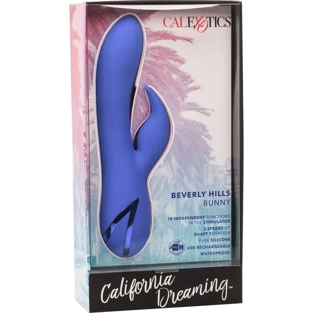 Фиолетовый вибратор Beverly Hills Bunny с ротацией скрытых в стволе бусин - California Dreaming. Фотография 10.