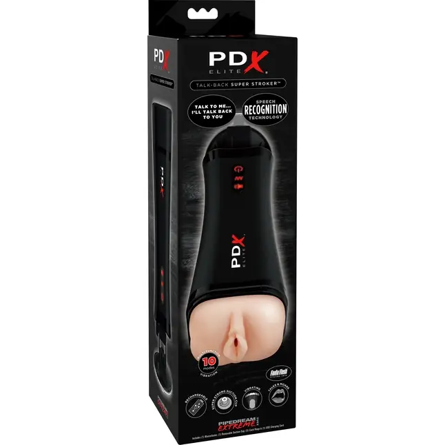 Вибромастурбатор-вагина с голосовым откликом Talk Back Super Stroker - PDX Elite. Фотография 6.