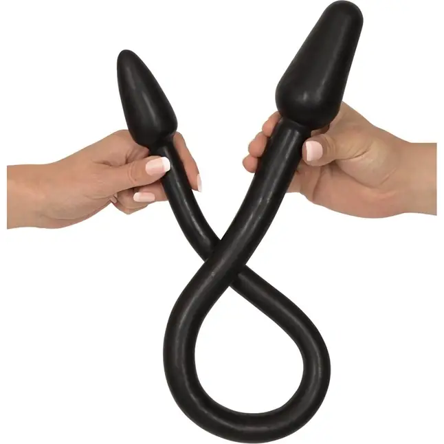 Черный двусторонний анальный плаг с гибким соединением Double Plug - You2Toys. Фотография 3.