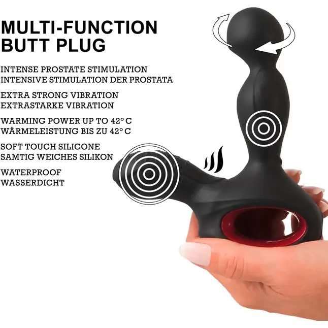 Черный вибромассажер простаты с нагревом и ротацией Prostate Plug - 14,5 см - You2Toys. Фотография 10.