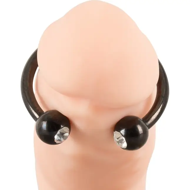 Черное металлическое кольцо под головку со стразами Glans Ring - You2Toys. Фотография 5.