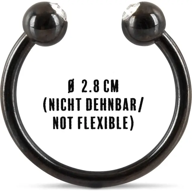 Черное металлическое кольцо под головку со стразами Glans Ring - You2Toys. Фотография 6.