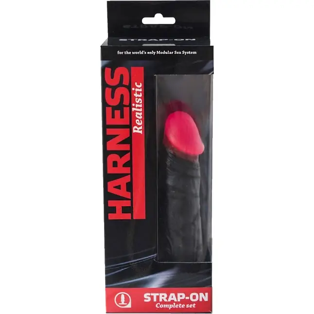 Страпон Harness Realistic с розовой головкой - 16,5 см - HARNESS CLASSIC. Фотография 3.