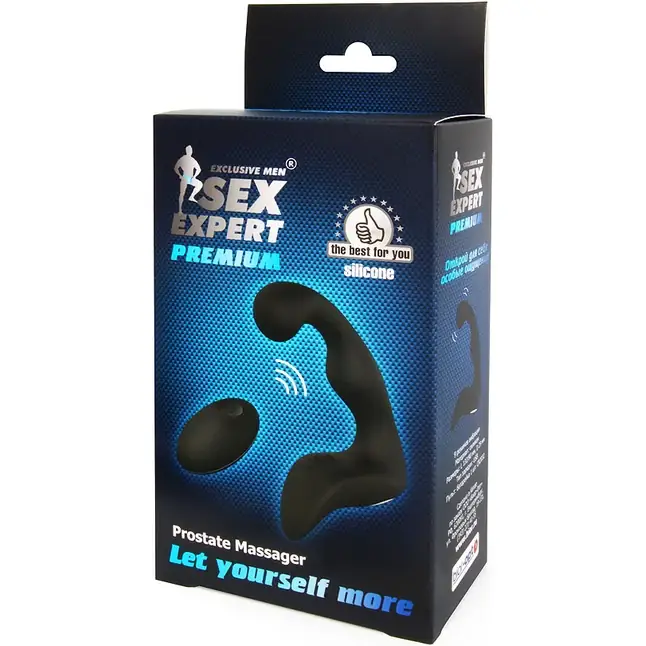 Черный силиконовый массажер простаты с пультом ДУ - SEX EXPERT PREMIUM. Фотография 3.
