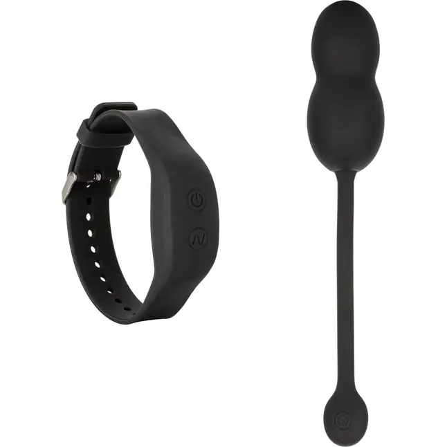Черные вагинальные виброшарики с браслетом-пультом Wristband Remote Ultra-Soft Kegel System