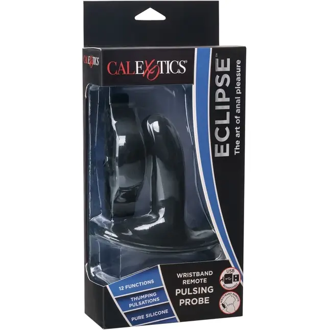 Черный массажер простаты с пультом-браслетом Eclipse Wristband Remote Pulsing Probe - 11,5 см - Eclipse. Фотография 7.