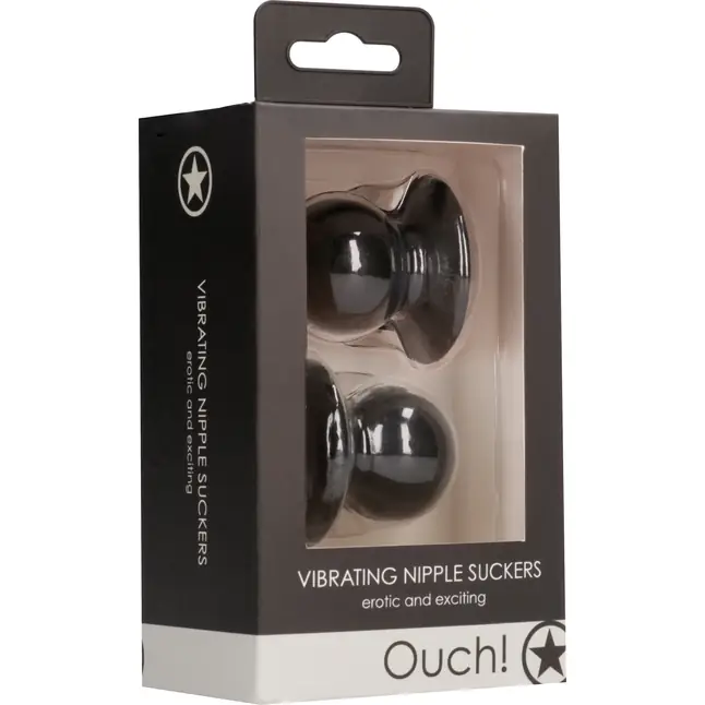 Черные накладки-присоски на соски с вибрацией Vibrating Nipple Suckers - Ouch!. Фотография 3.