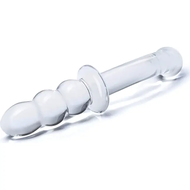 Прозрачный ребристый двусторонний стимулятор Ribbed G-Spot - 30 см. Фотография 2.