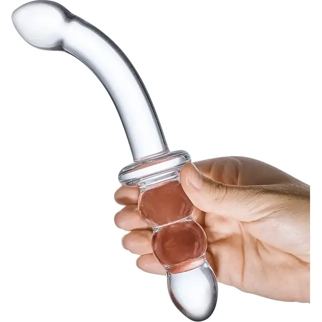 Прозрачный ребристый двусторонний стимулятор Ribbed G-Spot - 30 см. Фотография 3.