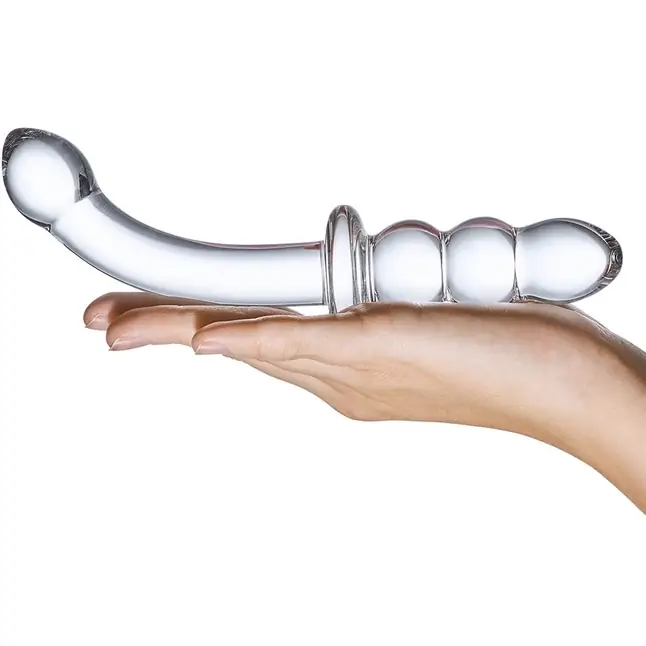 Прозрачный ребристый двусторонний стимулятор Ribbed G-Spot - 30 см. Фотография 4.