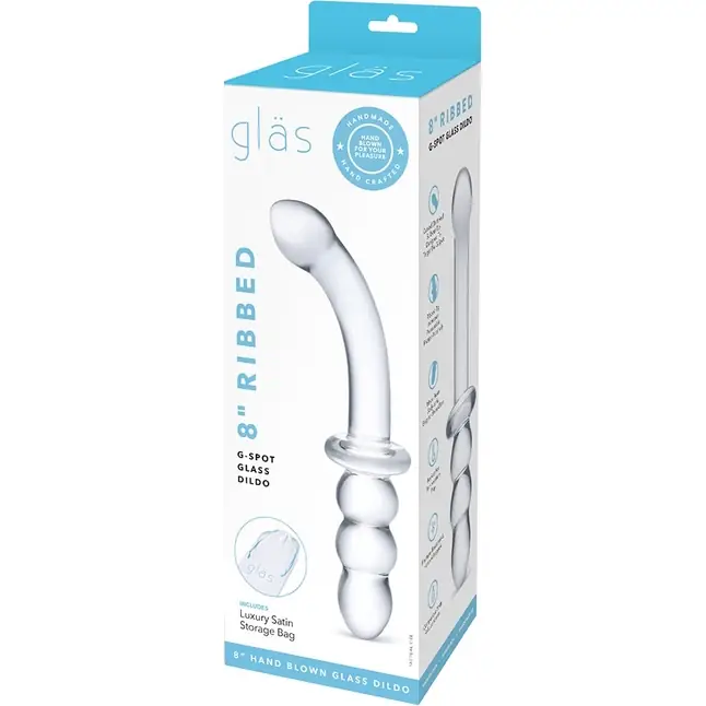 Прозрачный ребристый двусторонний стимулятор Ribbed G-Spot - 30 см. Фотография 6.