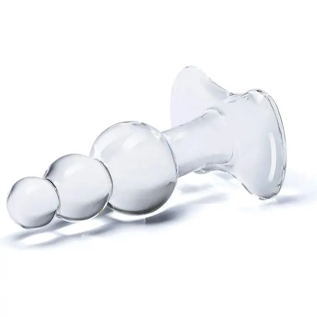 Прозрачная анальная пробка-елочка с 3 шариками Butt Plug with Tapere Base - 11 см. Фотография 2.