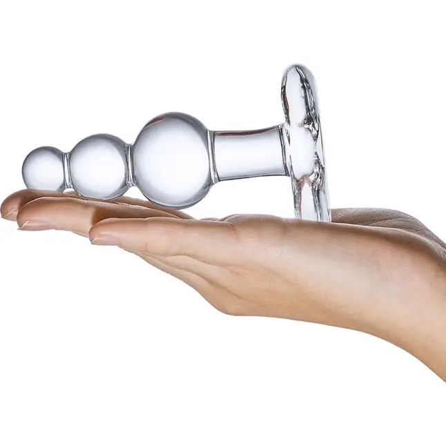 Прозрачная анальная пробка-елочка с 3 шариками Butt Plug with Tapere Base - 11 см. Фотография 4.