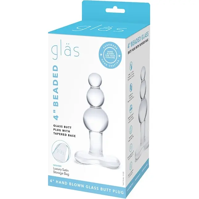 Прозрачная анальная пробка-елочка с 3 шариками Butt Plug with Tapere Base - 11 см. Фотография 6.