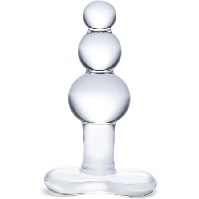 Прозрачная анальная пробка-елочка с 3 шариками Butt Plug with Tapere Base - 11 см