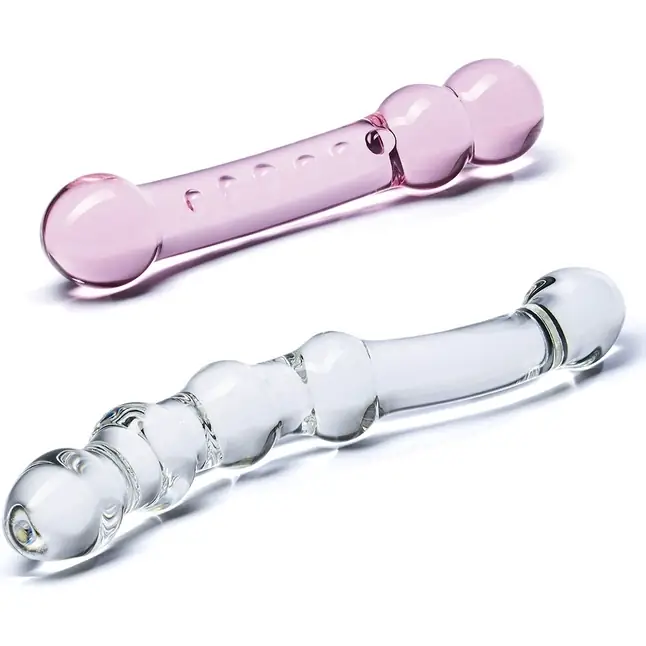 Набор из 2 стеклянных двухголовых фаллоимитаторов Pleasure Set. Фотография 2.