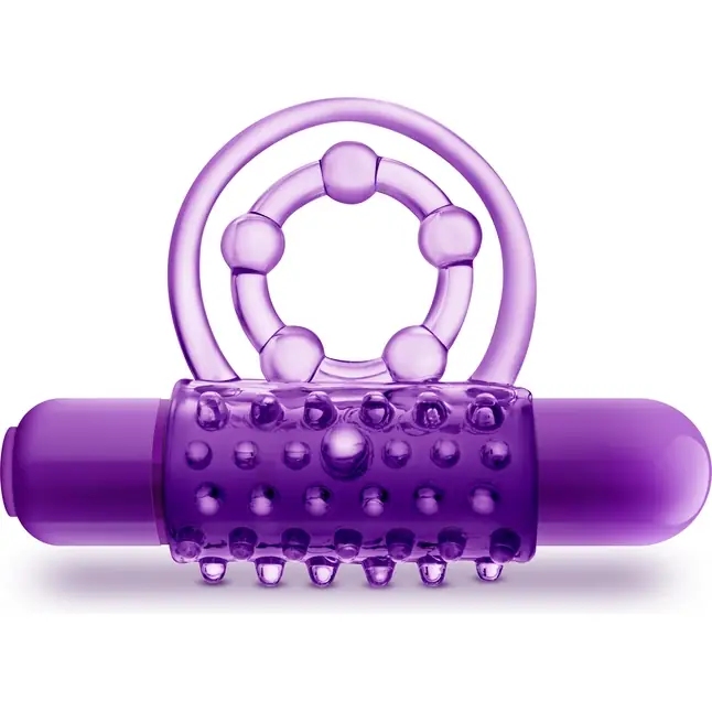 Фиолетовое эрекционное виброкольцо The Player Vibrating Double Strap Cock Ring - Play With Me. Фотография 2.