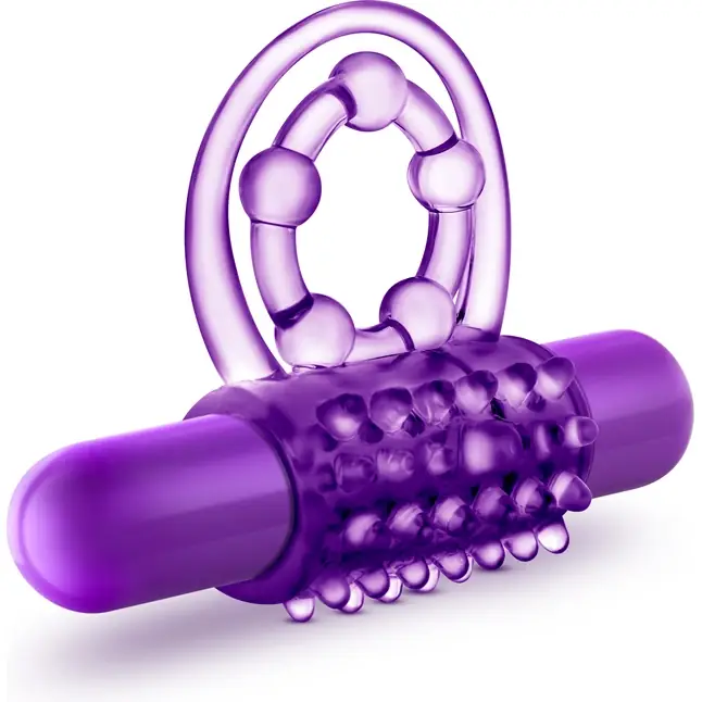 Фиолетовое эрекционное виброкольцо The Player Vibrating Double Strap Cock Ring - Play With Me
