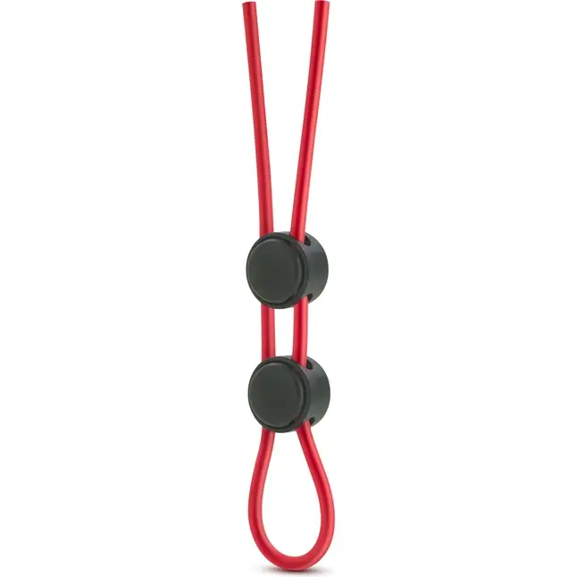 Красное силиконовое лассо на пенис с двумя утяжками Silicone Double Loop Cock Ring - Stay Hard. Фотография 2.