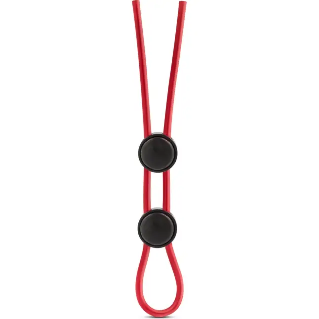 Красное силиконовое лассо на пенис с двумя утяжками Silicone Double Loop Cock Ring - Stay Hard