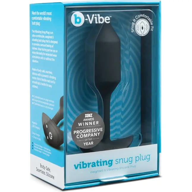 Чёрная пробка для ношения с вибрацией Snug Plug 2 - 11,4 см. Фотография 6.
