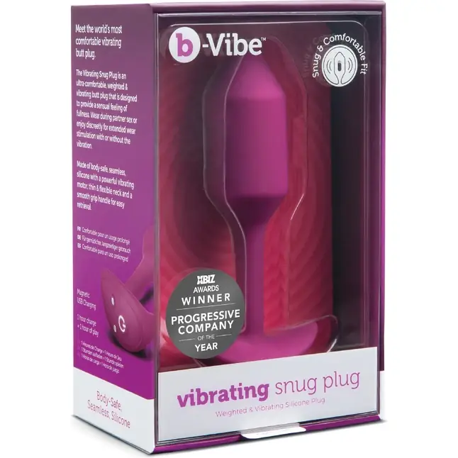 Розовая пробка для ношения с вибрацией Snug Plug 2 - 11,4 см. Фотография 6.