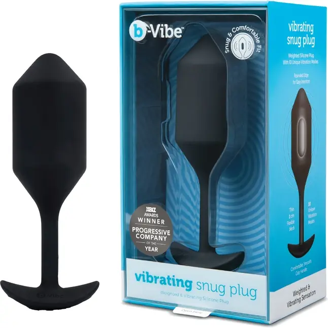 Черная пробка для ношения с вибрацией Snug Plug 4 - 14 см