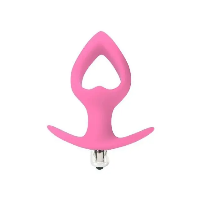 Розовая вибровтулка-сердечко с ограничителем - 10,5 см - SWEET TOYS