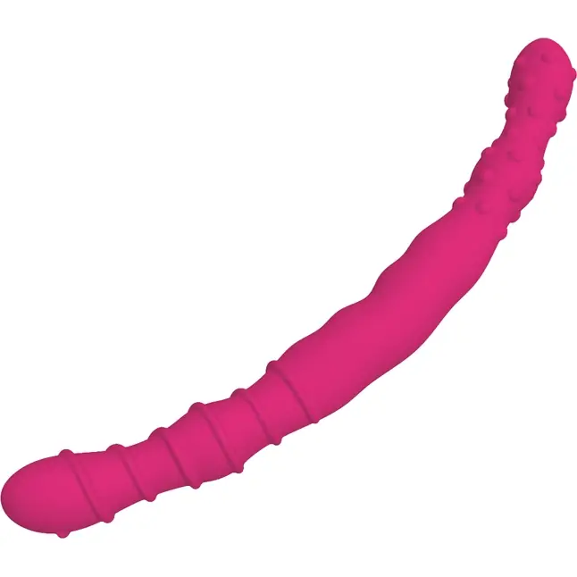 Розовый двусторонний фаллоимитатор SILICONE DOUBLE DONG - 33,5 см - Solid Love