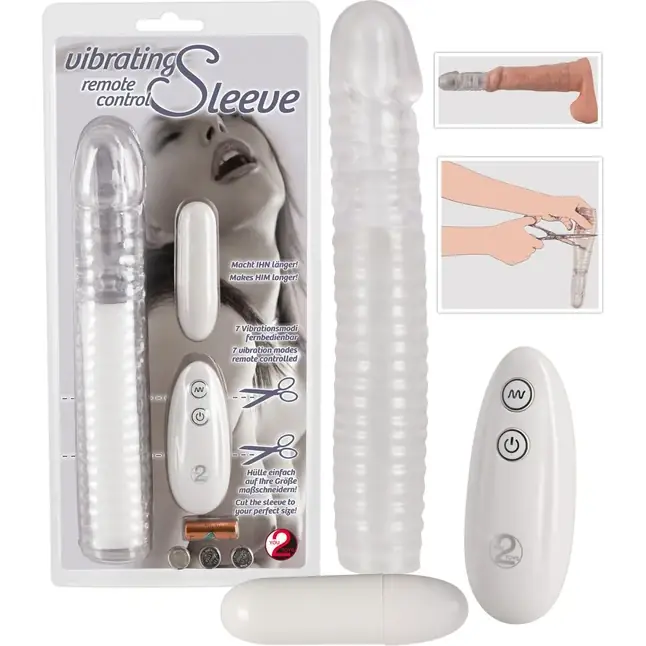 Прозрачная рифленая вибронасадка Vibrating Sleeve - 22,5 см - You2Toys. Фотография 2.