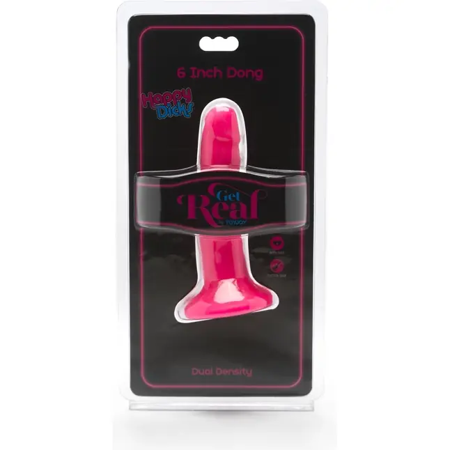 Розовый гладкий фаллоимитатор на присоске Happy Dicks Dong 6 inch - 15,2 см - Get Real. Фотография 2.