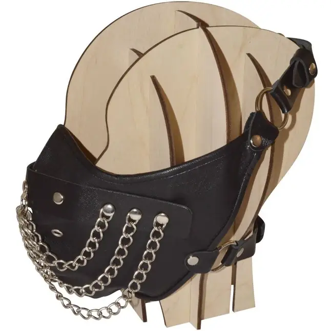 Чёрная кожаная маска с цепочками Шахерезада - BDSM accessories