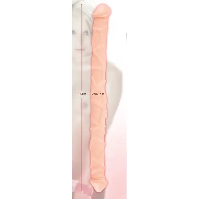 Телесный двусторонний реалистичный фаллоимитатор Double Dong - 45,8 см - Nature Skin. Фотография 5.