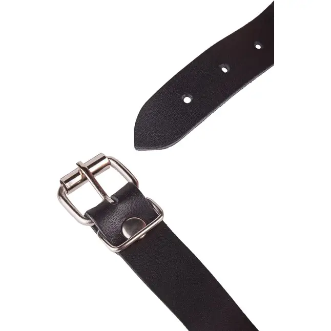 Чёрный кляп-шар на кожаных ремешках с пряжкой - BDSM accessories. Фотография 6.