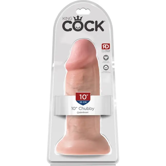 Телесный фаллоимитатор King Cock 10 Chubby - 25 см - King Cock. Фотография 3.