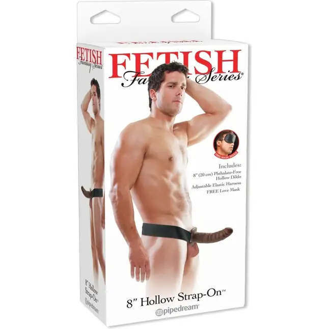 Коричневый полый страпон на ремне 8 Hollow Strap-On - 20,5 см - Fetish Fantasy Series. Фотография 2.