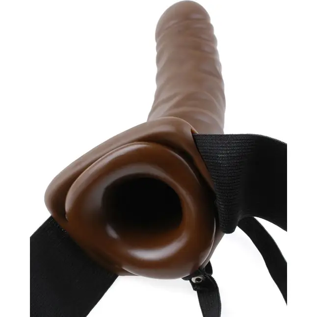 Коричневый полый страпон на ремне 8 Hollow Strap-On - 20,5 см - Fetish Fantasy Series. Фотография 4.