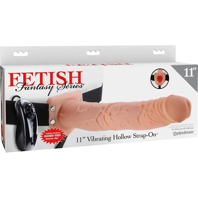 Телесный полый страпон на ремне 11 Vibrating Hollow Strap-On - 30 см - Fetish Fantasy Series. Фотография 5.