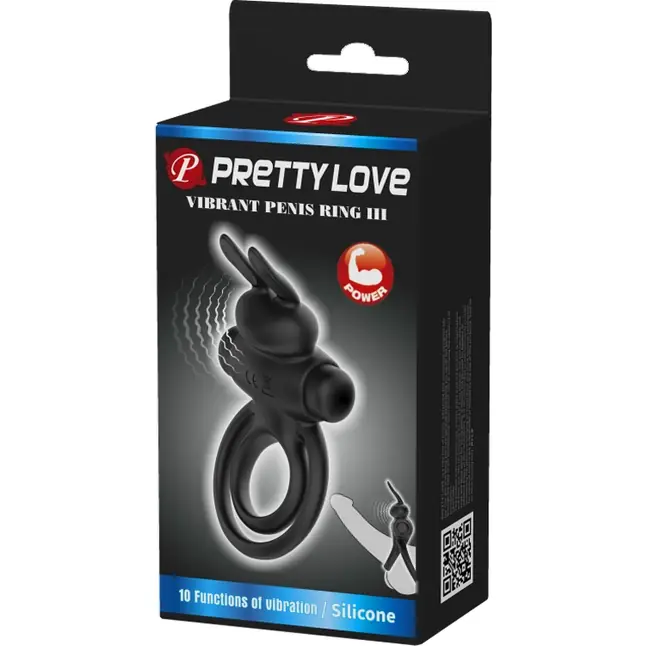 Черное эрекционное кольцо с вибростимуляцией клитора Vibrant Penis Ring III - Pretty Love. Фотография 6.