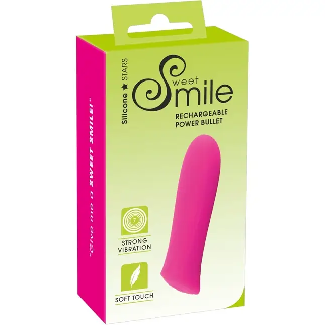Розовый мини-вибромассажер Rechargeable Power - 8,5 см - Sweet Smile. Фотография 8.