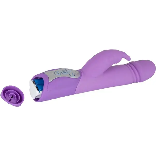 Фиолетовый вибратор Push Vibrator с возвратно-поступательными движениями - 25 см - Smile. Фотография 4.