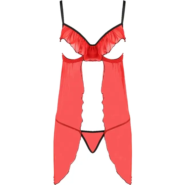 Пикантная полупрозрачная сорочка Cherry с открытым лифом. Фотография 3.