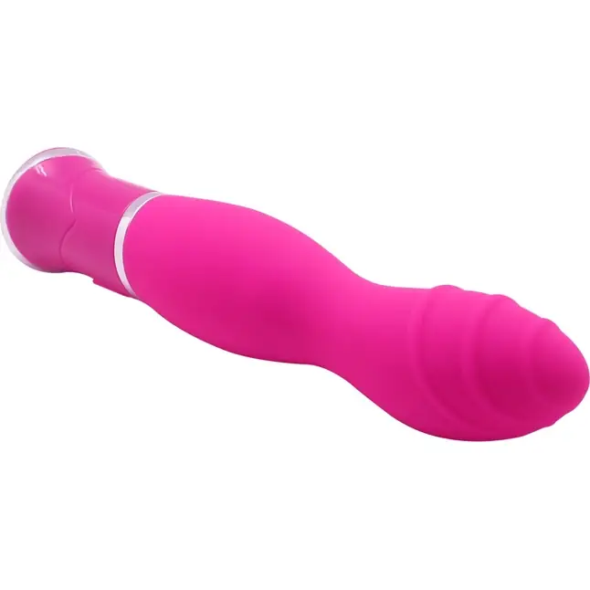 Розовый вибратор ECSTASY Rippled Vibe - 19,5 см. Фотография 2.