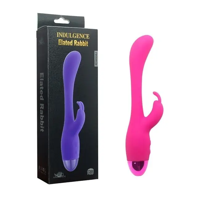 Розовый вибратор INDULGENCE Elated Rabbit - 23 см. Фотография 3.
