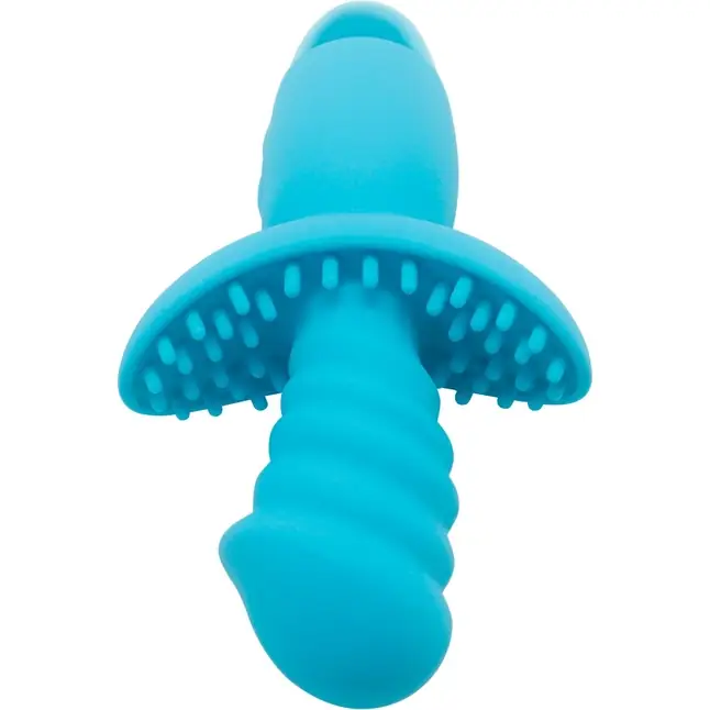 Голубой вибратор INDULGENCE Rechargeable Wild Ride - 16,5 см. Фотография 3.