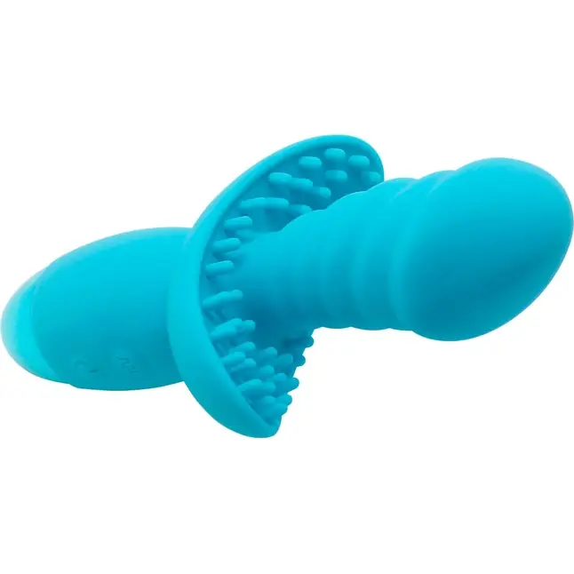 Голубой вибратор INDULGENCE Rechargeable Wild Ride - 16,5 см. Фотография 4.