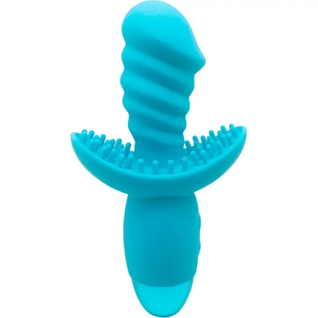 Голубой вибратор INDULGENCE Rechargeable Wild Ride - 16,5 см